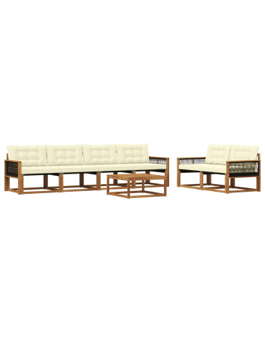 Set di divani da esterno con cuscino 7 pcs Naturale e Crema