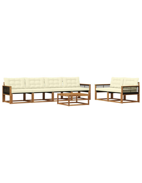 Set di divani da esterno con cuscino 7 pcs Naturale e Crema