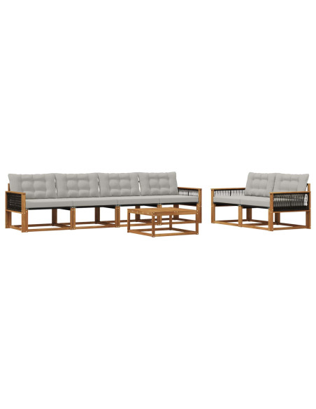 Set di divani da esterno 7 pcs Naturale e Grigio Chiaro
