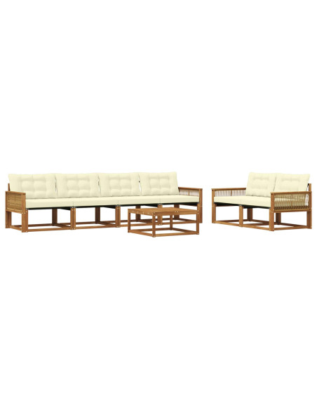 Set di divani da esterno con cuscino 7 pcs Naturale e Crema