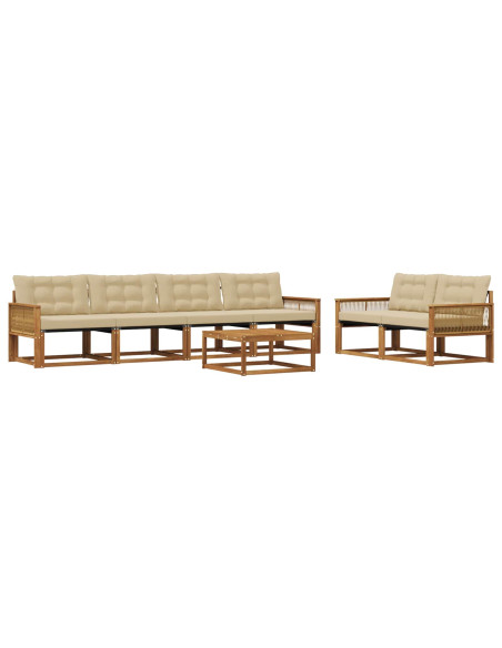 Set di divani da esterno con cuscino 7 pcs Naturale e Beige