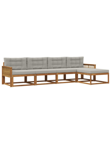 Set di divani da esterno 5 pcs Naturale e Grigio chiaro