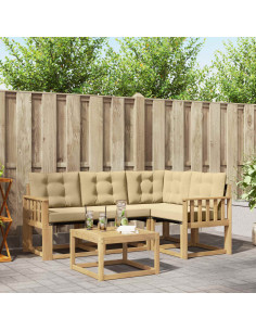Set di divani da esterno con cuscino 5 pcs Bianco e Beige