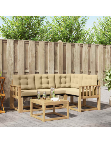 Set di divani da esterno con cuscino 5 pcs Bianco e Beige