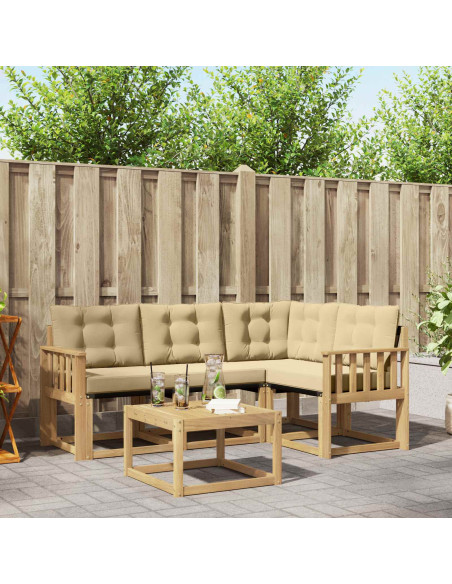 Set di divani da esterno con cuscino 5 pcs Bianco e Beige