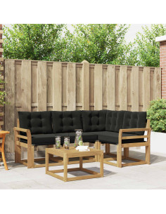 Set di divani da esterno con cuscino 5 pcs Bianco e Nero