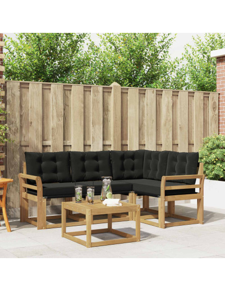 Set di divani da esterno con cuscino 5 pcs Bianco e Nero