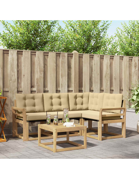 Set di divani da esterno con cuscino 5 pcs Bianco e Beige