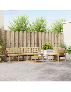 Set di divani da esterno con cuscino 7 pcs Bianco e Beige