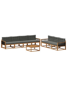 Set di divani da esterno con cuscino 8 pcs Naturale e Antracite