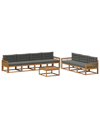 Set di divani da esterno con cuscino 8 pcs Naturale e Antracite