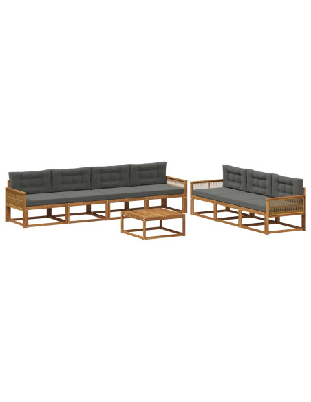 Set di divani da esterno con cuscino 8 pcs Naturale e Antracite