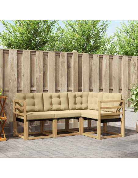 Set di divani da esterno con cuscino 4 pcs Bianco e Beige