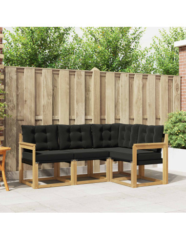 Set di divani da esterno con cuscino 4 pcs Bianco e Nero