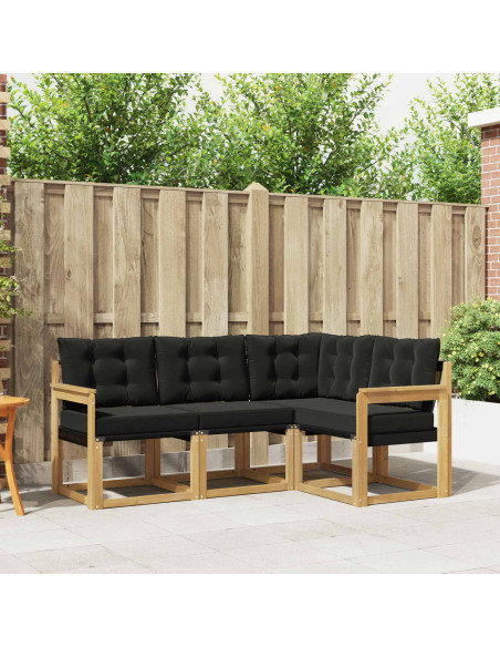 Set di divani da esterno con cuscino 4 pcs Bianco e Nero