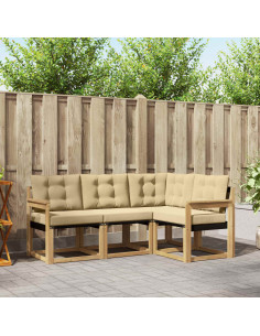 Set di divani da esterno con cuscino 4 pcs Bianco e Beige