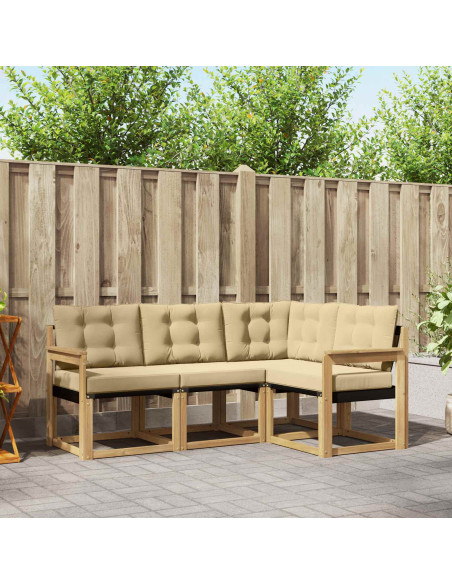 Set di divani da esterno con cuscino 4 pcs Bianco e Beige