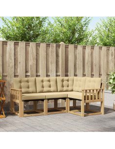 Set di divani da esterno con cuscino 4 pcs Bianco e Beige
