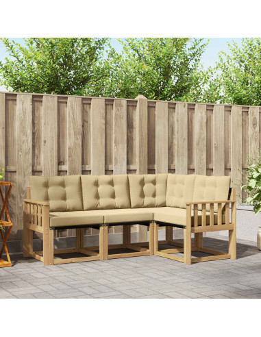 Set di divani da esterno con cuscino 4 pcs Bianco e Beige
