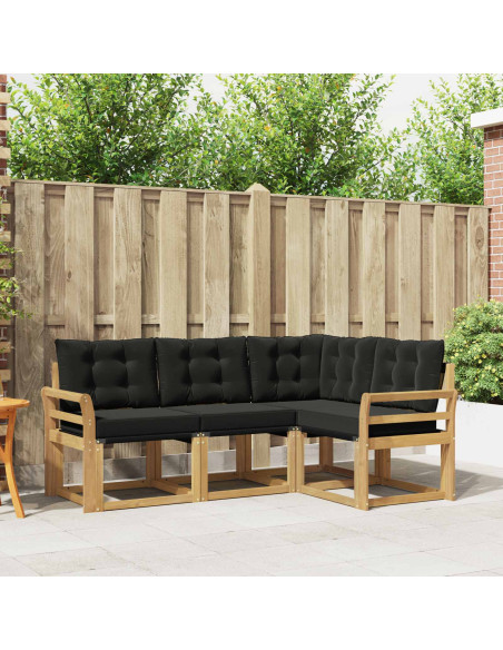 Set di divani da esterno con cuscino 4 pcs Bianco e Nero