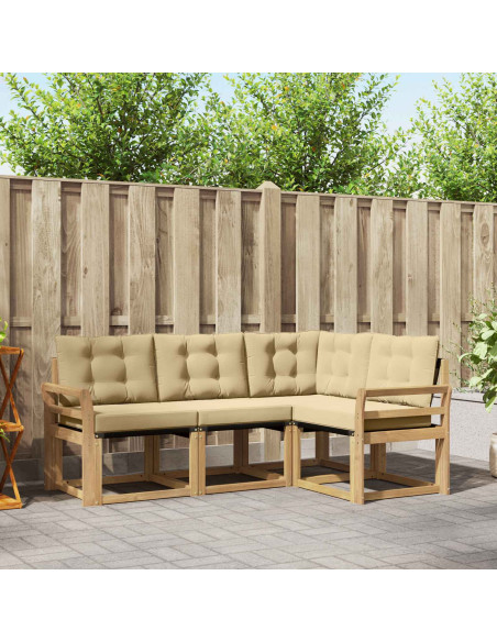 Set di divani da esterno con cuscino 4 pcs Bianco e Beige