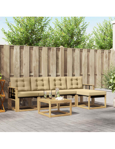 Set di divani da esterno con cuscino 6 pcs Bianco e Beige