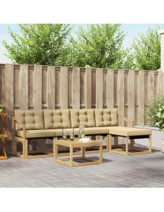 Set di divani da esterno con cuscino 6 pcs Bianco e Beige