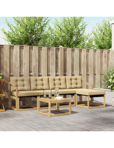 Set di divani da esterno con cuscino 6 pcs Bianco e Beige