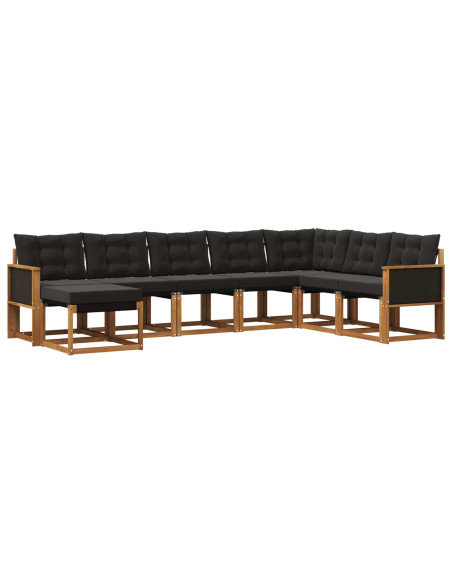 Set di divani da esterno con cuscino 8 pcs Naturale e Nero