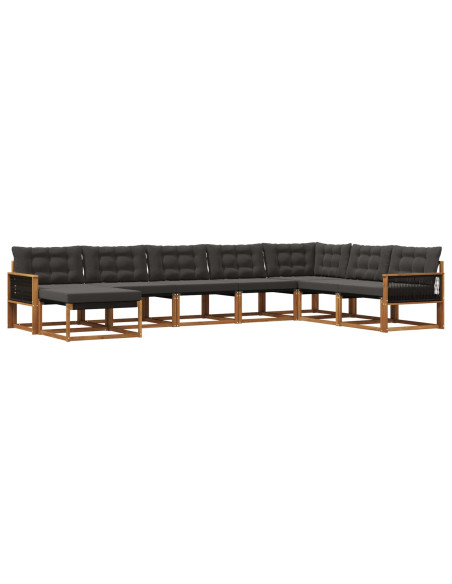 Set di divani da esterno con cuscino 8 pcs Naturale e Nero