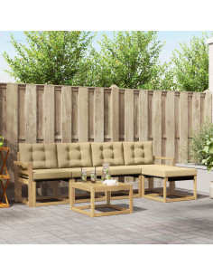 Set di divani da esterno con cuscino 6 pcs Bianco e Beige