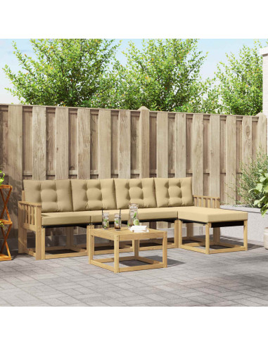 Set di divani da esterno con cuscino 6 pcs Bianco e Beige