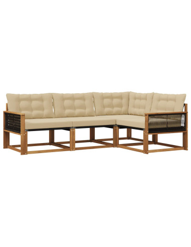 Set di divani da esterno con cuscino 4 pcs Naturale e Beige