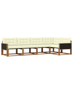 Set di divani da esterno con cuscino 5 pcs Naturale e Crema
