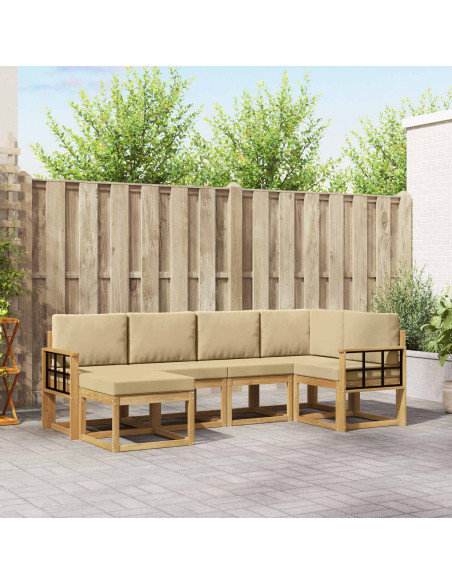Set di divani da esterno 6 pcs Bianco e Beige Poliestere