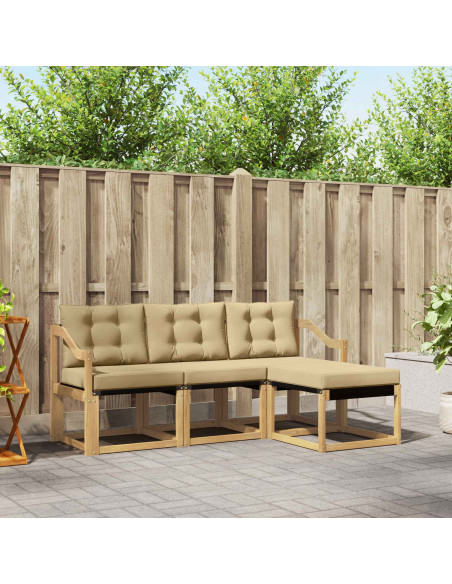 Set di divani da esterno con cuscino 4 pcs Bianco e Beige
