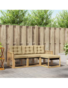 Set di divani da esterno con cuscino 4 pcs Bianco e Beige