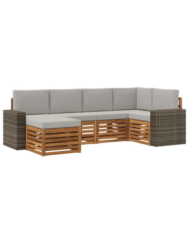 Set divano sezionale con cuscino 6 pcs Naturale e Grigio Chiaro