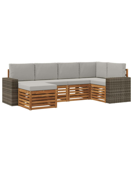 Set divano sezionale con cuscino 6 pcs Naturale e Grigio Chiaro