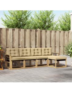 Set di divani da esterno con cuscino 5 pcs Bianco e Beige