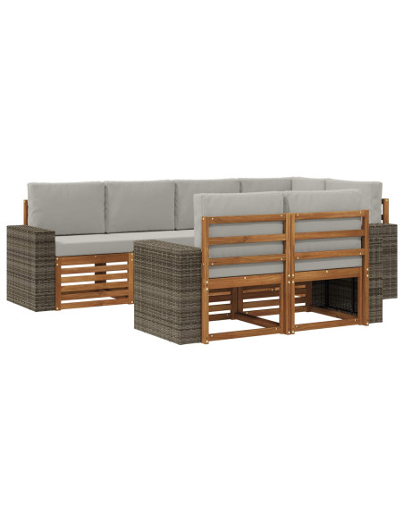 Set divano sezionale con cuscino 7 pcs Naturale e Grigio Chiaro
