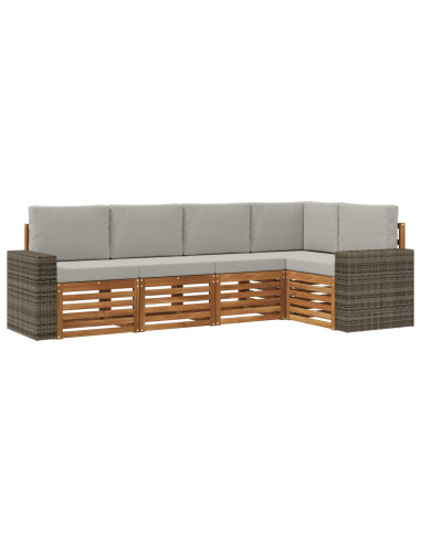 Set divano sezionale con cuscino 5 pcs Naturale e Grigio Chiaro