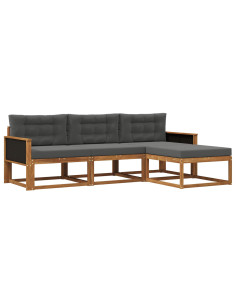 Set di divani da esterno con cuscino 4 pcs Naturale e Antracite