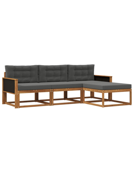 Set di divani da esterno con cuscino 4 pcs Naturale e Antracite