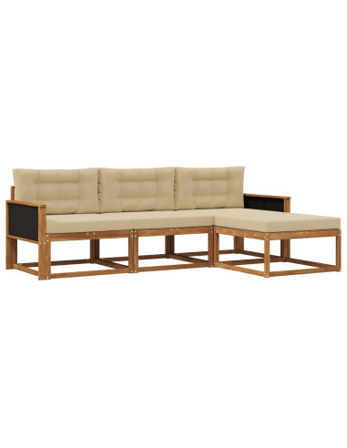Set di divani da esterno con cuscino 4 pcs Naturale e Beige