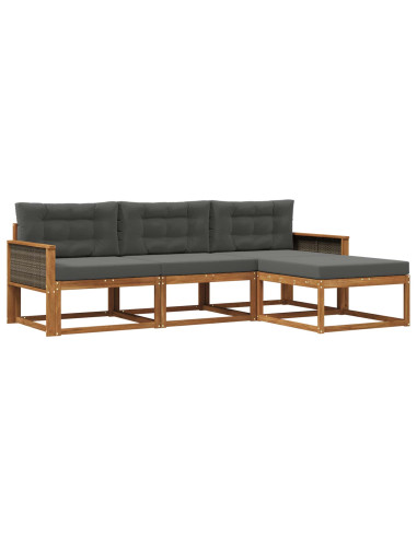 Set di divani da esterno con cuscino 4 pcs Naturale e Antracite