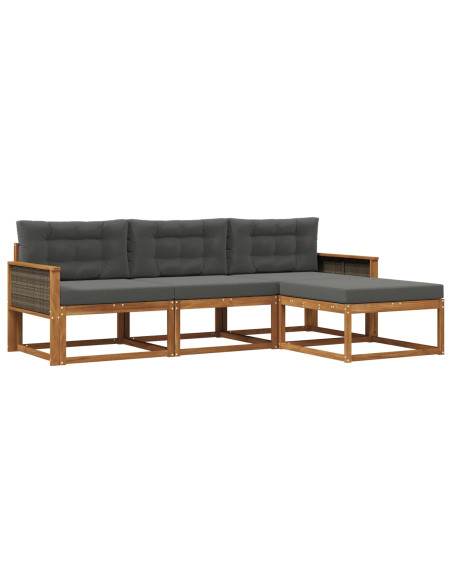 Set di divani da esterno con cuscino 4 pcs Naturale e Antracite
