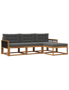 Set di divani da esterno con cuscino 4 pcs Naturale e Antracite