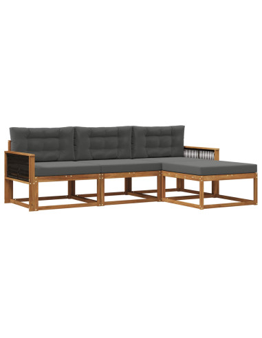 Set di divani da esterno con cuscino 4 pcs Naturale e Antracite