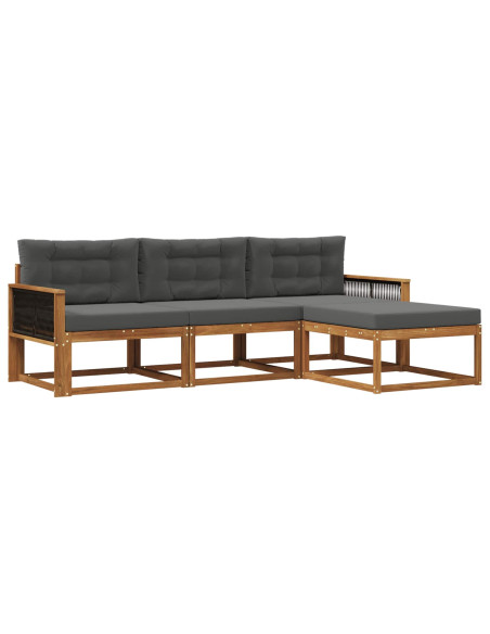 Set di divani da esterno con cuscino 4 pcs Naturale e Antracite